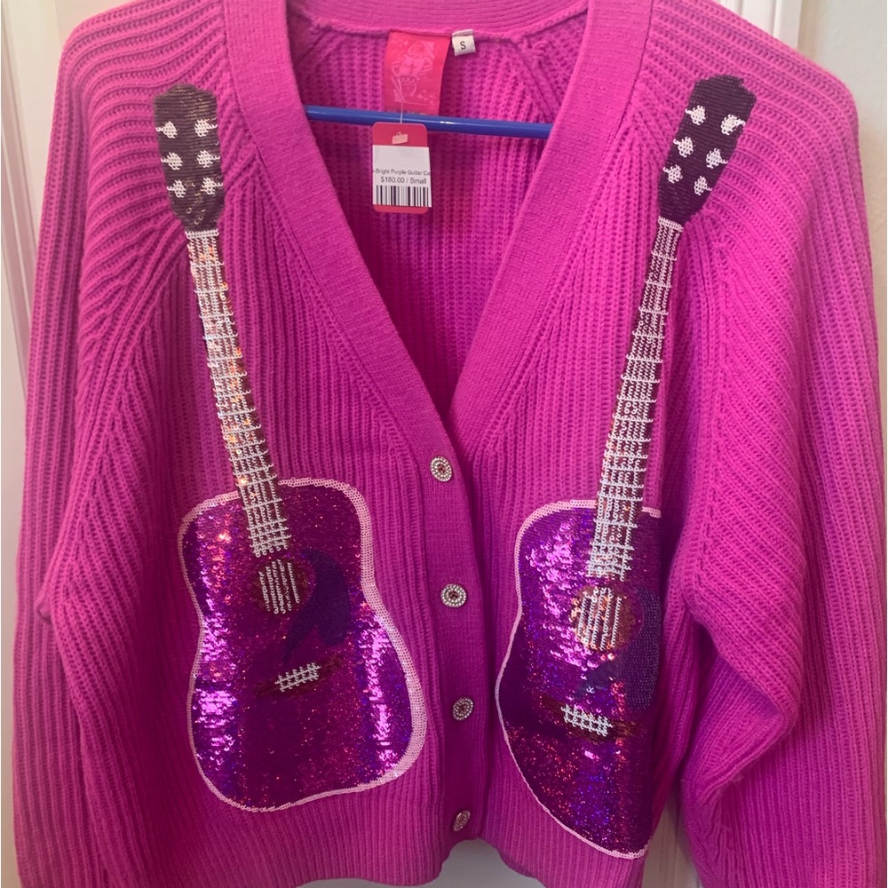 NWT queen of sparkles guitar sweater sz small
